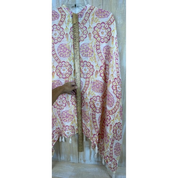 Metropolitan Museum of Art Open Kimono Cover Up Pink White One Size Silk Blend - Picture 8 of 8